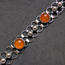 Lade das Bild in den Galerie-Viewer, Armband 925 Silber Adolf Regelmann Stuttgart Bernstein braun Midcentury 1950s S
