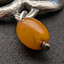 Lade das Bild in den Galerie-Viewer, Jugendstil Anhänger 830 Silber GAH Georg Albert Halling Bernstein antik c 1920 S
