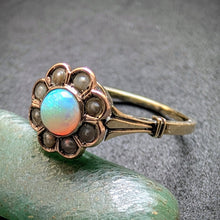 Lade das Bild in den Galerie-Viewer, Target Ring 14k 585 Gold Opal Perle alt antik c. 1900 RG 54 S
