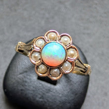 Lade das Bild in den Galerie-Viewer, Target Ring 14k 585 Gold Opal Perle alt antik c. 1900 RG 54 S
