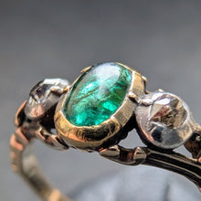 Lade das Bild in den Galerie-Viewer, Ring 14k 585 Gold Silber Smaragd Diamant Neorenaissance antik c. 1890 RG 56/57 S
