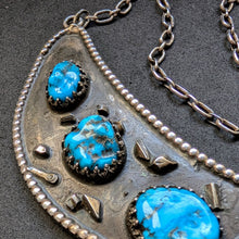 Load image into Gallery viewer, Vintage Navajo Designer Collier Kette Silber Türkis XL Silberschmiedearbeit S
