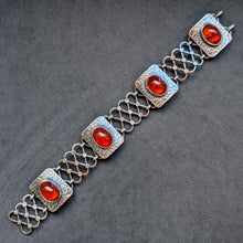 Lade das Bild in den Galerie-Viewer, Armband 925 Silber Adolf Regelmann Stuttgart Bernstein Design alt 1950s S
