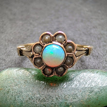 Lade das Bild in den Galerie-Viewer, Target Ring 14k 585 Gold Opal Perle alt antik c. 1900 RG 54 S
