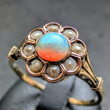 Lade das Bild in den Galerie-Viewer, Target Ring 14k 585 Gold Opal Perle alt antik c. 1900 RG 54 S
