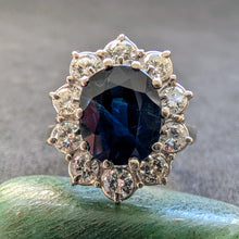Lade das Bild in den Galerie-Viewer, Entourage Ring 18k 750 Gold blauer Saphir 2,5 Carat Diamanten 0,80 Ct RG 55/56 S
