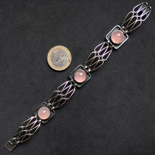 Lade das Bild in den Galerie-Viewer, Vintage Midcentury Armband 835 Silber Rosenquarz alt c. 1950 S

