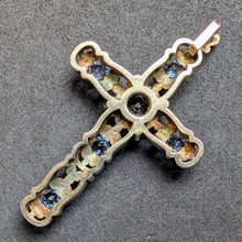 Load image into Gallery viewer, Art Nouveau cross pendant 835 silver blue spinel aquamarine blue antique c. 1920 S
