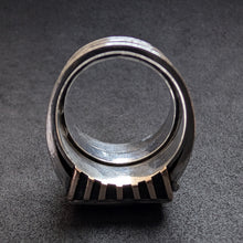 Lade das Bild in den Galerie-Viewer, Jugendstil Ring Silber 585 Gold Heliotrop Handarbeit XL antik c. 1920 RG 63 S
