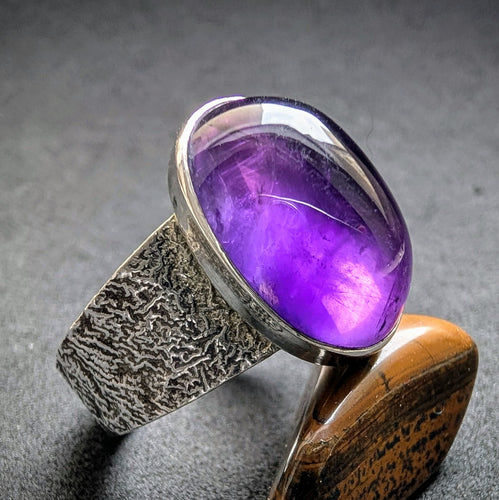 Vintage Ring 835 Silber Amethyst Silberschmiedearbeit alt RG 59 S