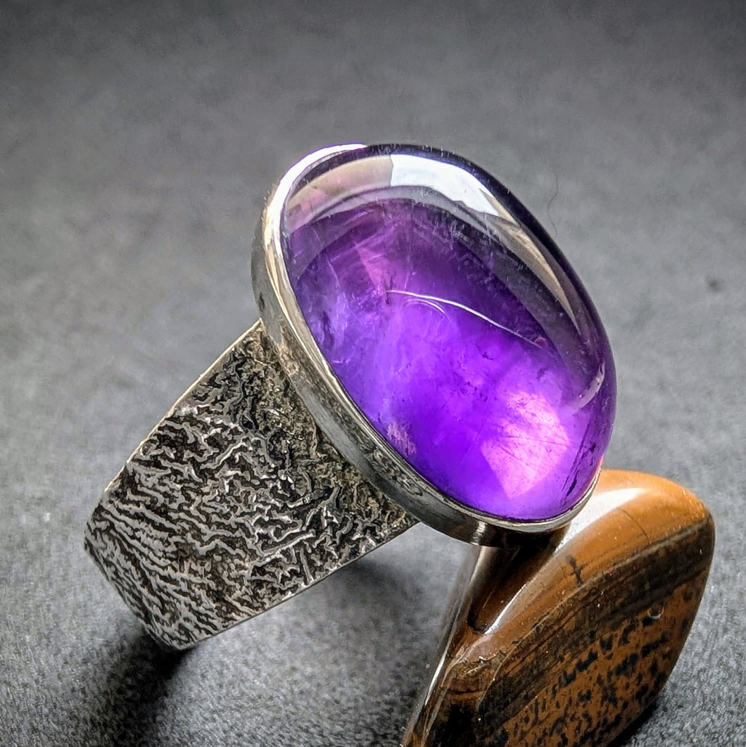Vintage Ring 835 Silber Amethyst Silberschmiedearbeit alt RG 59 S