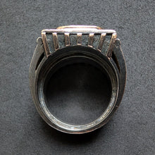 Lade das Bild in den Galerie-Viewer, Jugendstil Ring Silber 585 Gold Heliotrop Handarbeit XL antik c. 1920 RG 63 S
