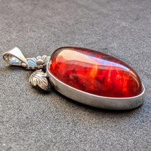 Load image into Gallery viewer, Pendant NE From Danmark Sterling Silver Amber Floral Design S
