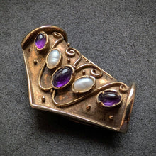 Lade das Bild in den Galerie-Viewer, Vintage Anhänger Gleiter 925 Silber vergoldet Amethyst Perle Granulation S
