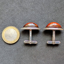 Load image into Gallery viewer, Vintage Designer Manschettenknöpfe Bernstein 835 Silber Silberschmiedearbeit S
