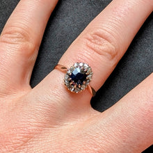 Lade das Bild in den Galerie-Viewer, Entourage Ring 14k 585 Gold blauer Saphir Diamant alt antik c. 1900 RG 55 S
