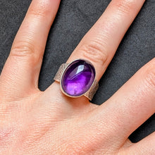 Lade das Bild in den Galerie-Viewer, Vintage Ring 835 Silber Amethyst Silberschmiedearbeit alt RG 59 S
