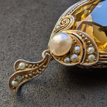 Lade das Bild in den Galerie-Viewer, Jugendstil Anhänger Silber vergoldet Citrin 23 Carat Perle alt antik c. 1920 S
