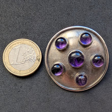 Lade das Bild in den Galerie-Viewer, Vintage Designer Brosche 835 Silber Amethyst Midcentury alt c. 1950 S
