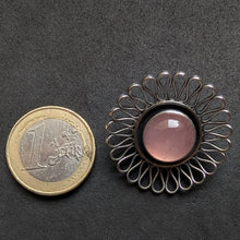 Lade das Bild in den Galerie-Viewer, Vintage Brosche Gustav Hauber 835 Silber Rosenquarz Midcentury alt c. 1950 S
