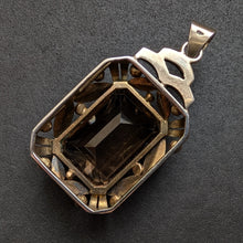 Lade das Bild in den Galerie-Viewer, Jugendstil Anhänger 835 Silber vergoldet Rauchquarz floral alt antik c. 1920
