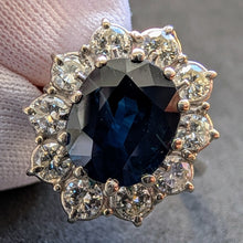 Lade das Bild in den Galerie-Viewer, Entourage Ring 18k 750 Gold blauer Saphir 2,5 Carat Diamanten 0,80 Ct RG 55/56 S
