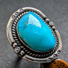 Lade das Bild in den Galerie-Viewer, Navajo Ring Silber Türkis Silberschmiedearbeit RG 58/59 S
