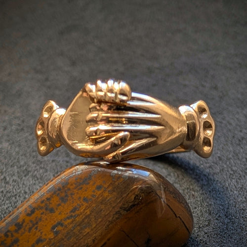 Claddagh Ring 18k 750 Gold beweglich Herz Liebe Freundschaft alt c 1920 RG 49/50