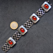 Lade das Bild in den Galerie-Viewer, Armband 925 Silber Adolf Regelmann Stuttgart Bernstein Design alt 1950s S
