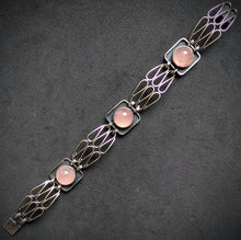 Lade das Bild in den Galerie-Viewer, Vintage Midcentury Armband 835 Silber Rosenquarz alt c. 1950 S
