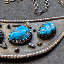 Load image into Gallery viewer, Vintage Navajo Designer Collier Kette Silber Türkis XL Silberschmiedearbeit S
