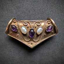 Lade das Bild in den Galerie-Viewer, Vintage Anhänger Gleiter 925 Silber vergoldet Amethyst Perle Granulation S
