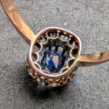 Lade das Bild in den Galerie-Viewer, Entourage Ring 14k 585 Gold blauer Saphir Diamant alt antik c. 1900 RG 55 S

