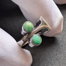 Lade das Bild in den Galerie-Viewer, Vintage Midcentury Designer Ring 835 Silber Amazonit alt RG 54 S
