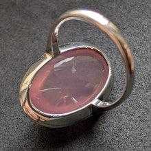 Lade das Bild in den Galerie-Viewer, Jugendstil Art Deco Ring 935 Silber Rosenquarz rosa alt antik c. 1920 RG 56 S
