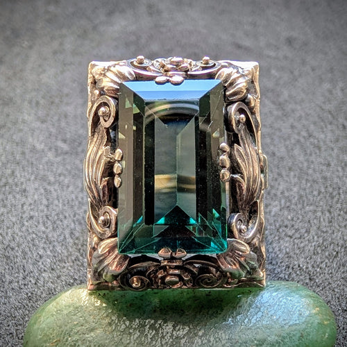 Jugendstil Ring 835 Silber grüner Spinell Silberschmiedearbeit antik RG 53/54 S