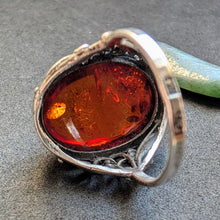Lade das Bild in den Galerie-Viewer, Vintage Designer Ring Sterling Silber 925 Bernstein alt RG 61/62 S

