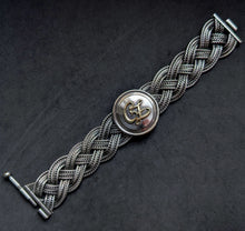 Lade das Bild in den Galerie-Viewer, Vintage Flecht Armband 835 Silber Gustav Hauber Mid Century CZ Gold c. 1950s S
