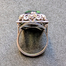 Lade das Bild in den Galerie-Viewer, Jugendstil Ring 835 Silber grüner Spinell Silberschmiedearbeit antik RG 53/54 S
