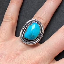 Lade das Bild in den Galerie-Viewer, Navajo Ring Silber Türkis Silberschmiedearbeit RG 58/59 S
