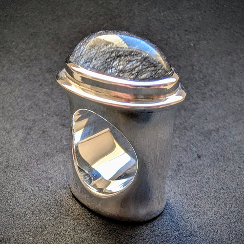 Designer Ring Rutilquarz Sterling Silber 925 Silberschmiedearbeit 36,7 g RG 58 S