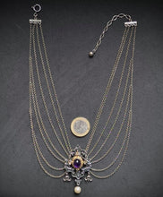 Load image into Gallery viewer, Vintage Tracht Collier 925 Silber BS Bartel &amp; Sohn Amethyst Perle Kropfkette S
