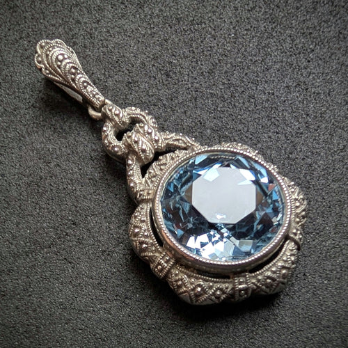 Art Deco Designer Anhänger 835 Silber blauer Spinell KFW alt c. 1930 S