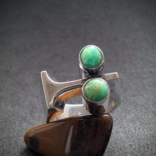 Lade das Bild in den Galerie-Viewer, Vintage Midcentury Designer Ring 835 Silber Amazonit alt RG 54 S
