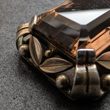 Lade das Bild in den Galerie-Viewer, Jugendstil Anhänger 835 Silber vergoldet Rauchquarz floral alt antik c. 1920
