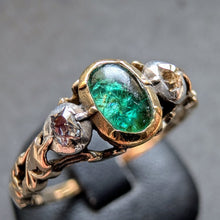 Lade das Bild in den Galerie-Viewer, Ring 14k 585 Gold Silber Smaragd Diamant Neorenaissance antik c. 1890 RG 56/57 S
