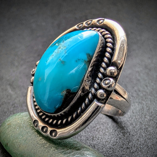 Navajo Ring Silber Türkis Silberschmiedearbeit RG 58/59 S
