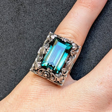 Lade das Bild in den Galerie-Viewer, Jugendstil Ring 835 Silber grüner Spinell Silberschmiedearbeit antik RG 53/54 S

