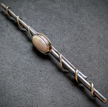 Lade das Bild in den Galerie-Viewer, Vintage Designer Stab Brosche Silber 14k 585 Gold Opal Silberschmiedearbeit S
