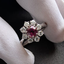 Lade das Bild in den Galerie-Viewer, Entourage Ring 585 Gold pink lila rot Saphir 0,75 Ct Diamant 0,56 Ct RG 63/64 S
